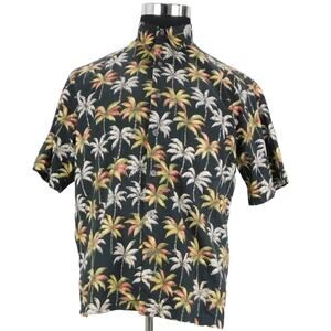 Island Connection Black Hawaiian Short Sleeve Button Mens Small Shirt